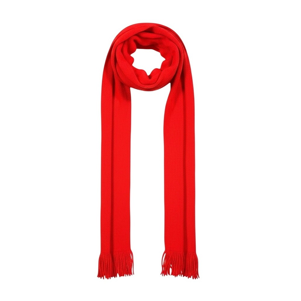 Colorplay Bright Red Fringe Knit Scarf Soft Acrylic Winter Warm Unisex Valentine
